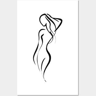 Stick figure woman in black ink Posters and Art